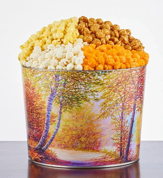 Autumn Canvas 2 Gallon 4 Flavor Popcorn Tin